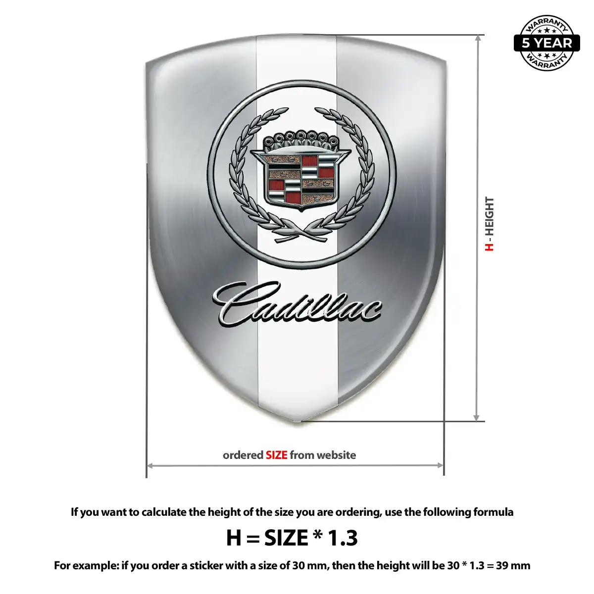 Cadillac Domed Car Sticker Interior Elegance
