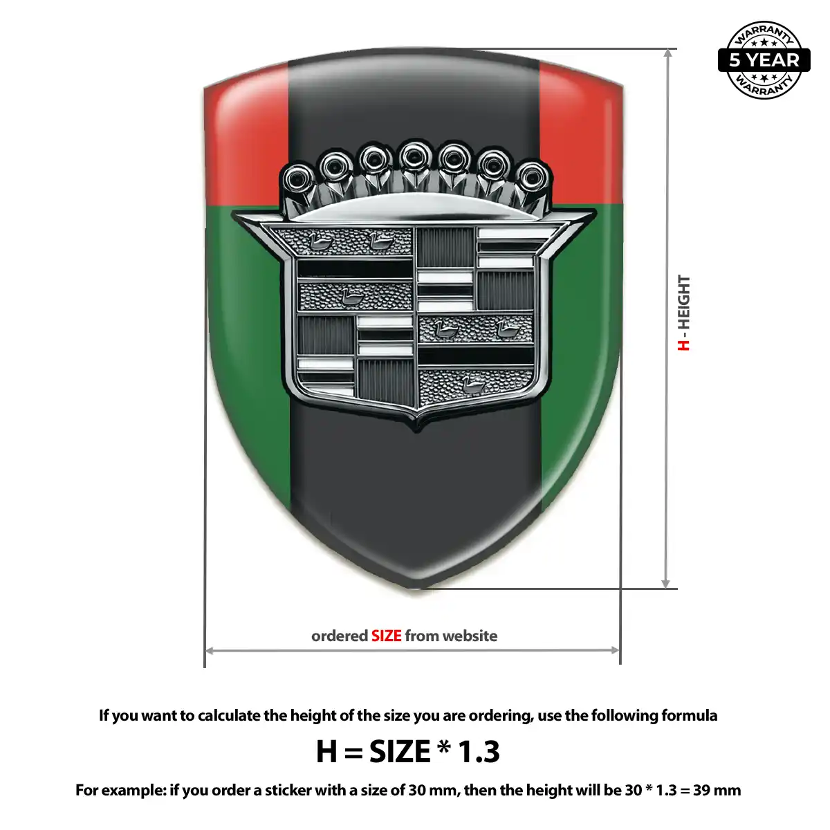 Cadillac Domed Car Sticker Interior Luxe