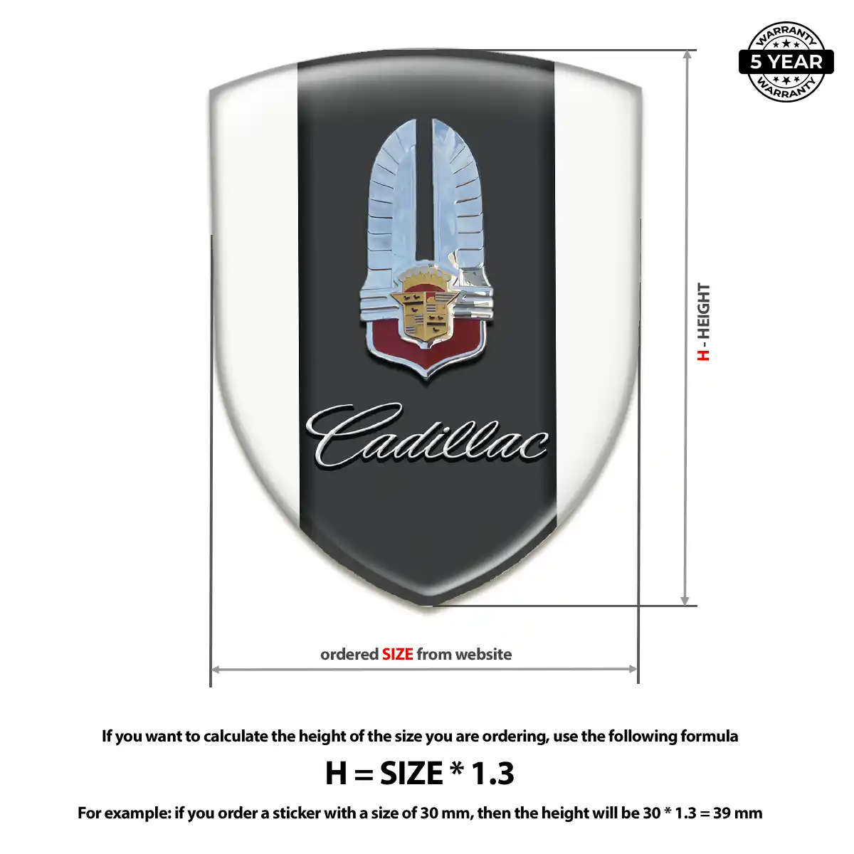 Cadillac Domed Car Sticker Noble Edition