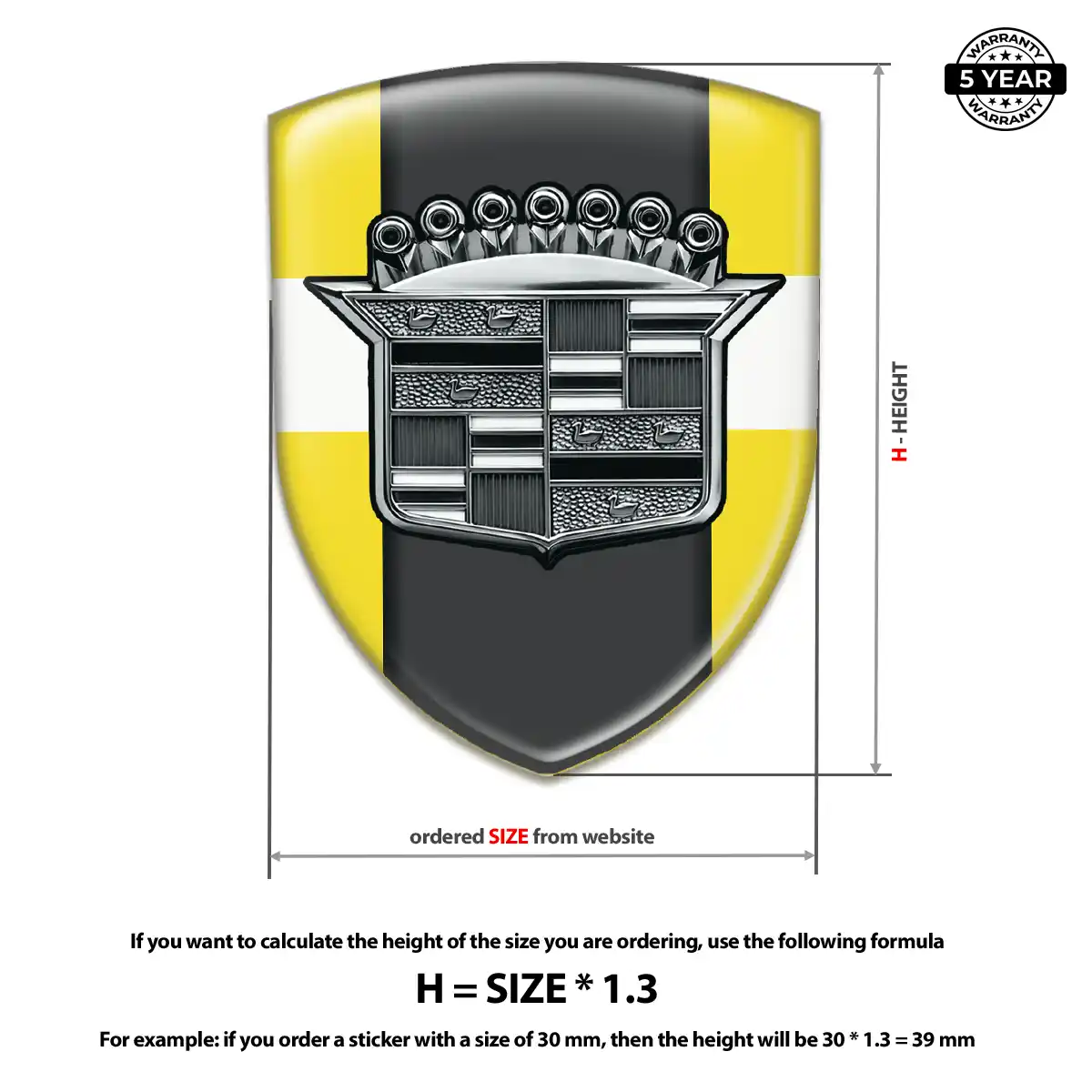 Cadillac Domed Car Sticker Outer Style