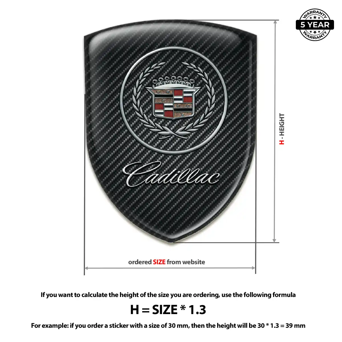 Cadillac Domed Car Sticker Performance Style