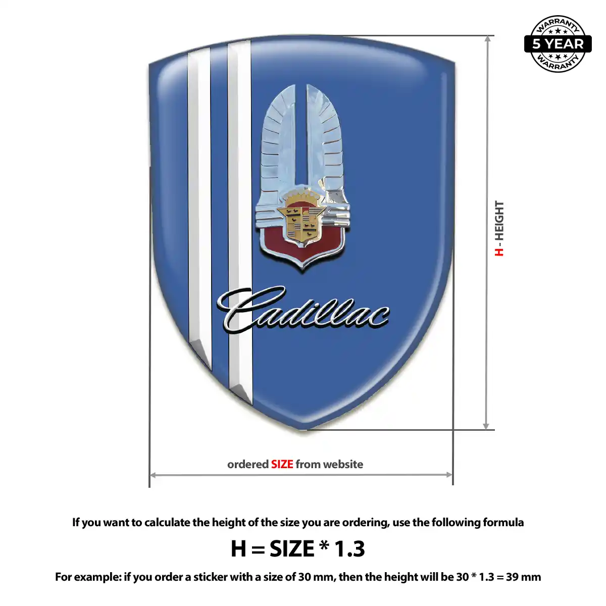 Cadillac Domed Car Sticker Prime Quality