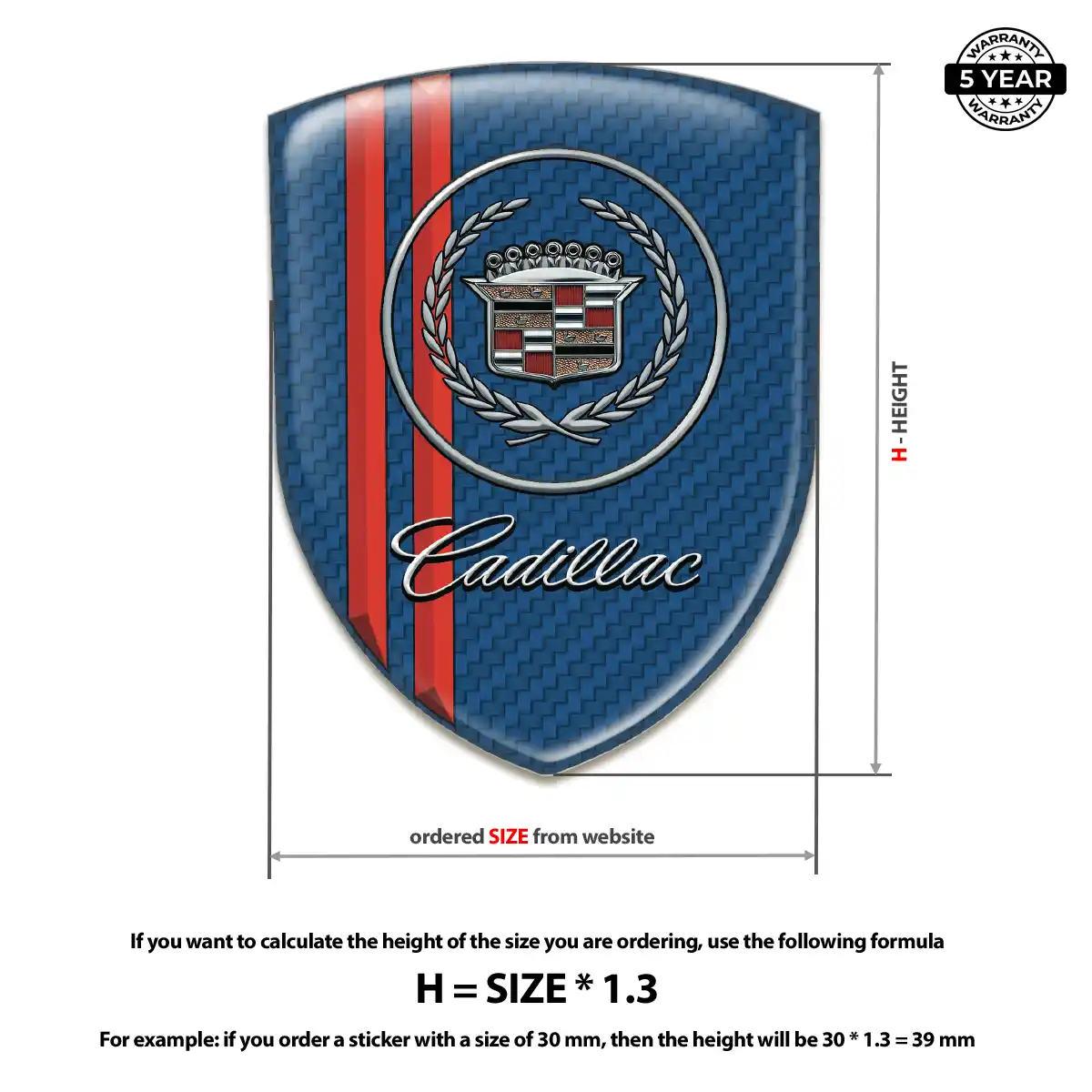 Cadillac Domed Car Sticker Refined Design