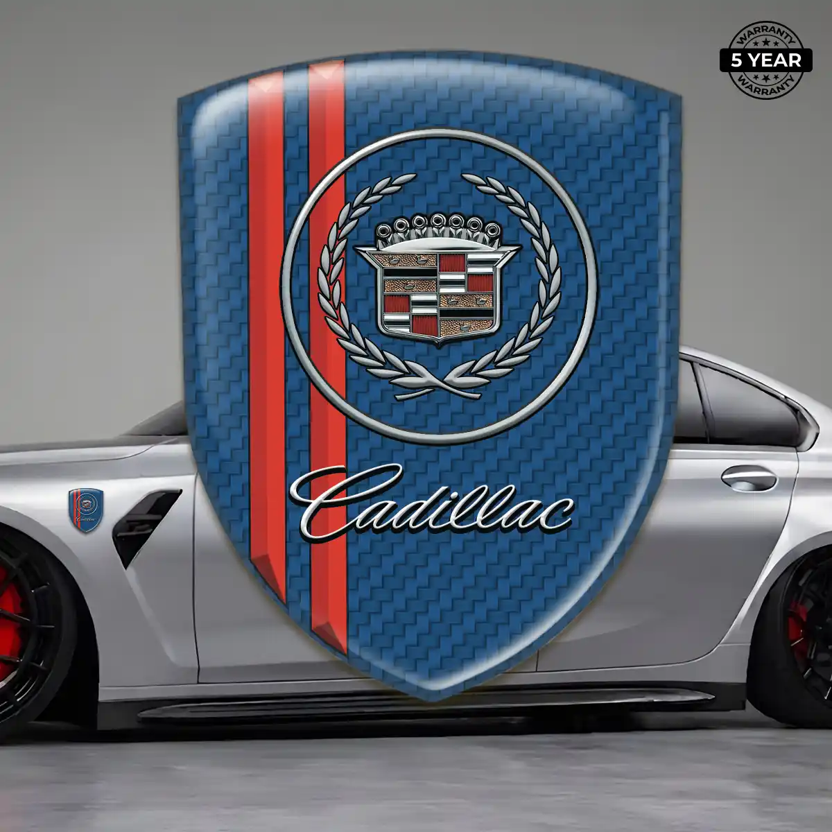 Cadillac Domed Car Sticker Refined Design
