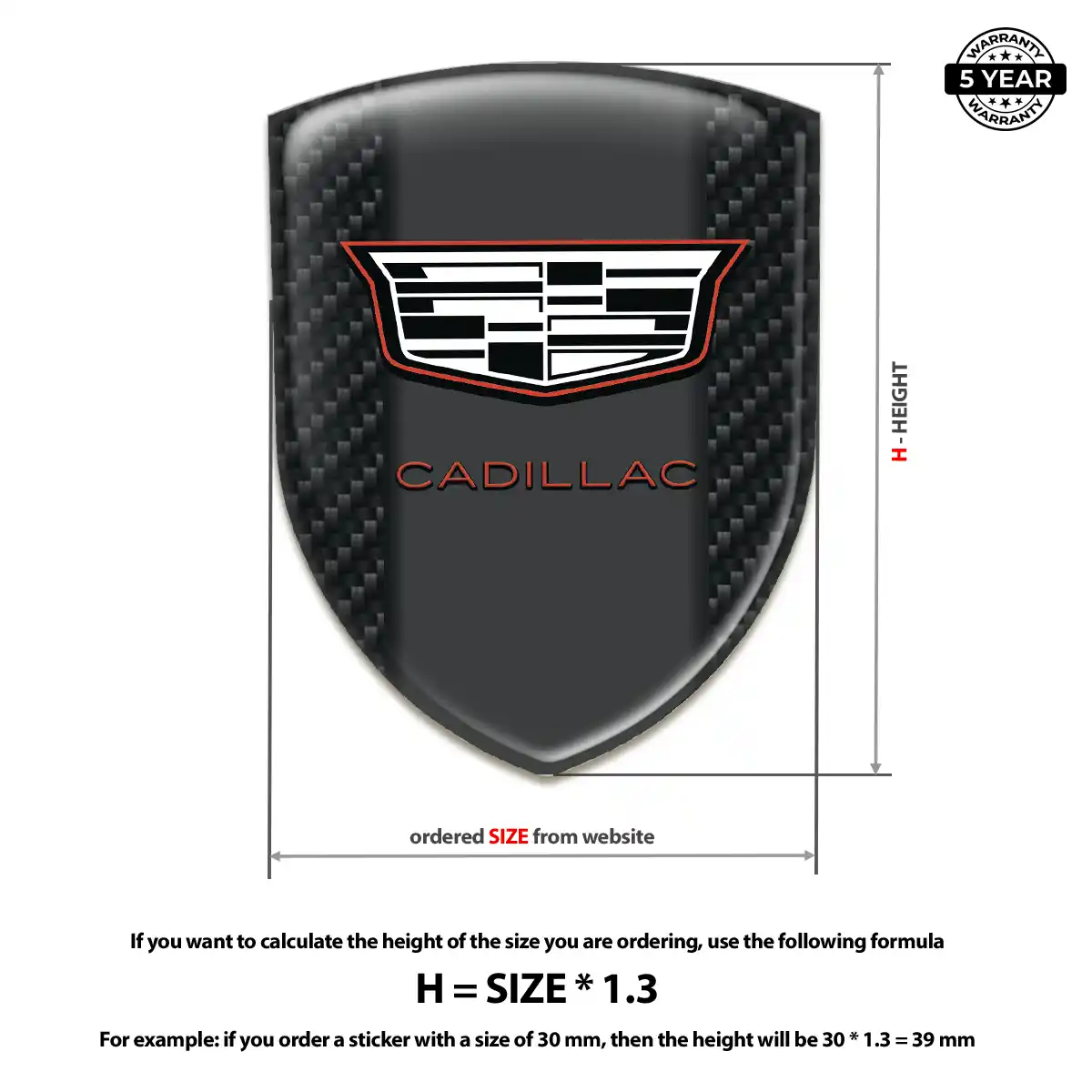 Cadillac Domed Car Sticker Resin Luxe