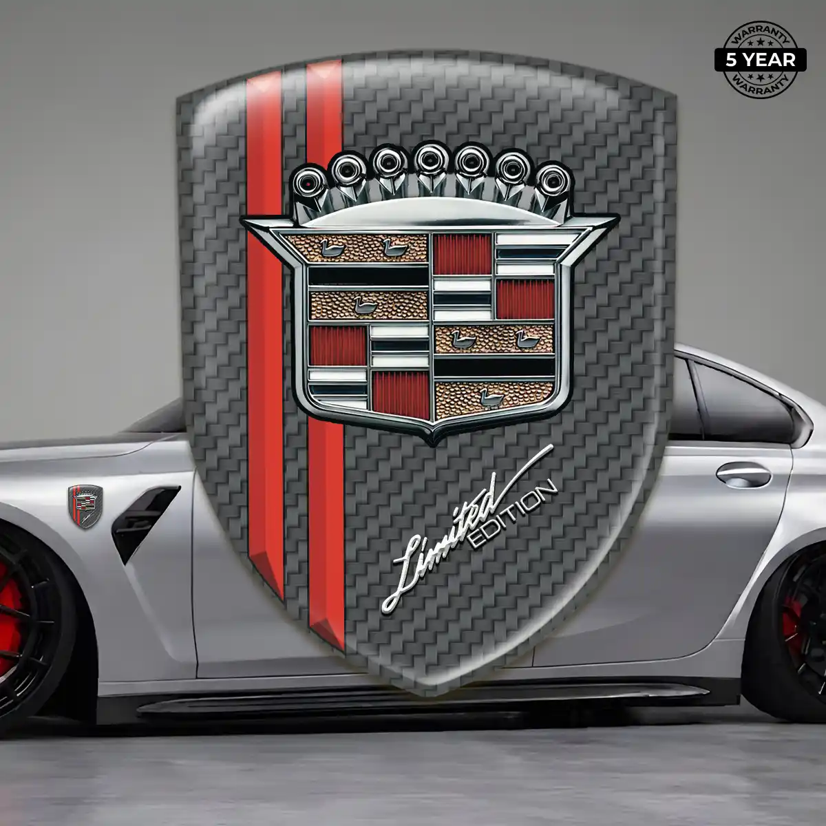 Cadillac Domed Car Sticker Sleek Style