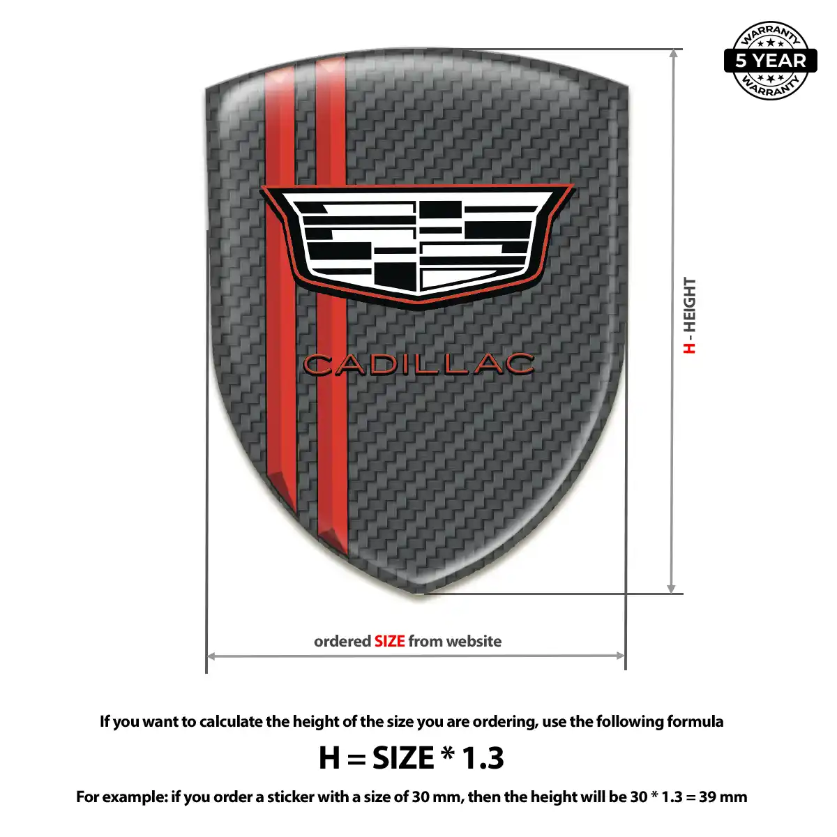 Cadillac Domed Car Sticker Vortex Elite