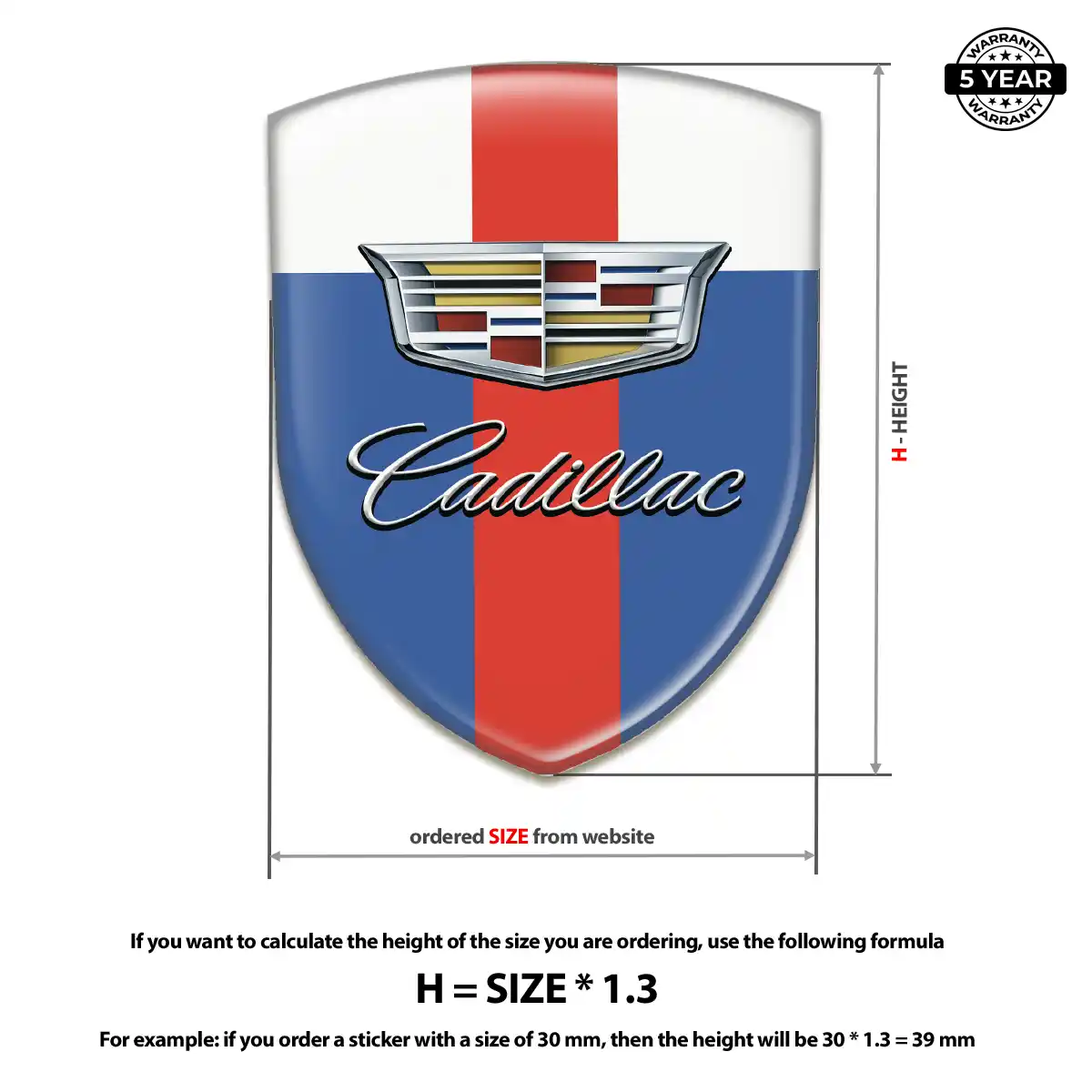 Cadillac Domed Decal Branded Line