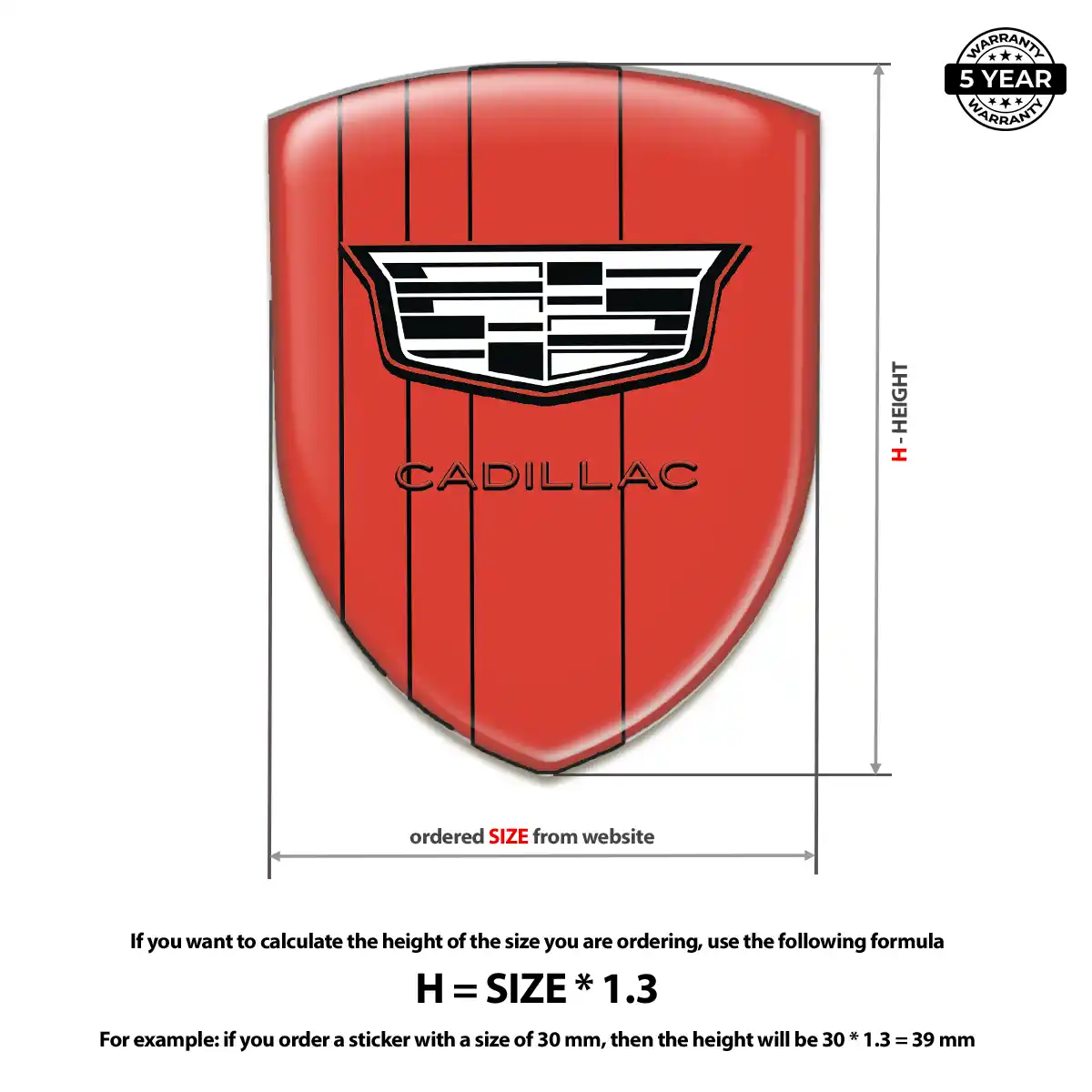 Cadillac Domed Decal Cabin Style