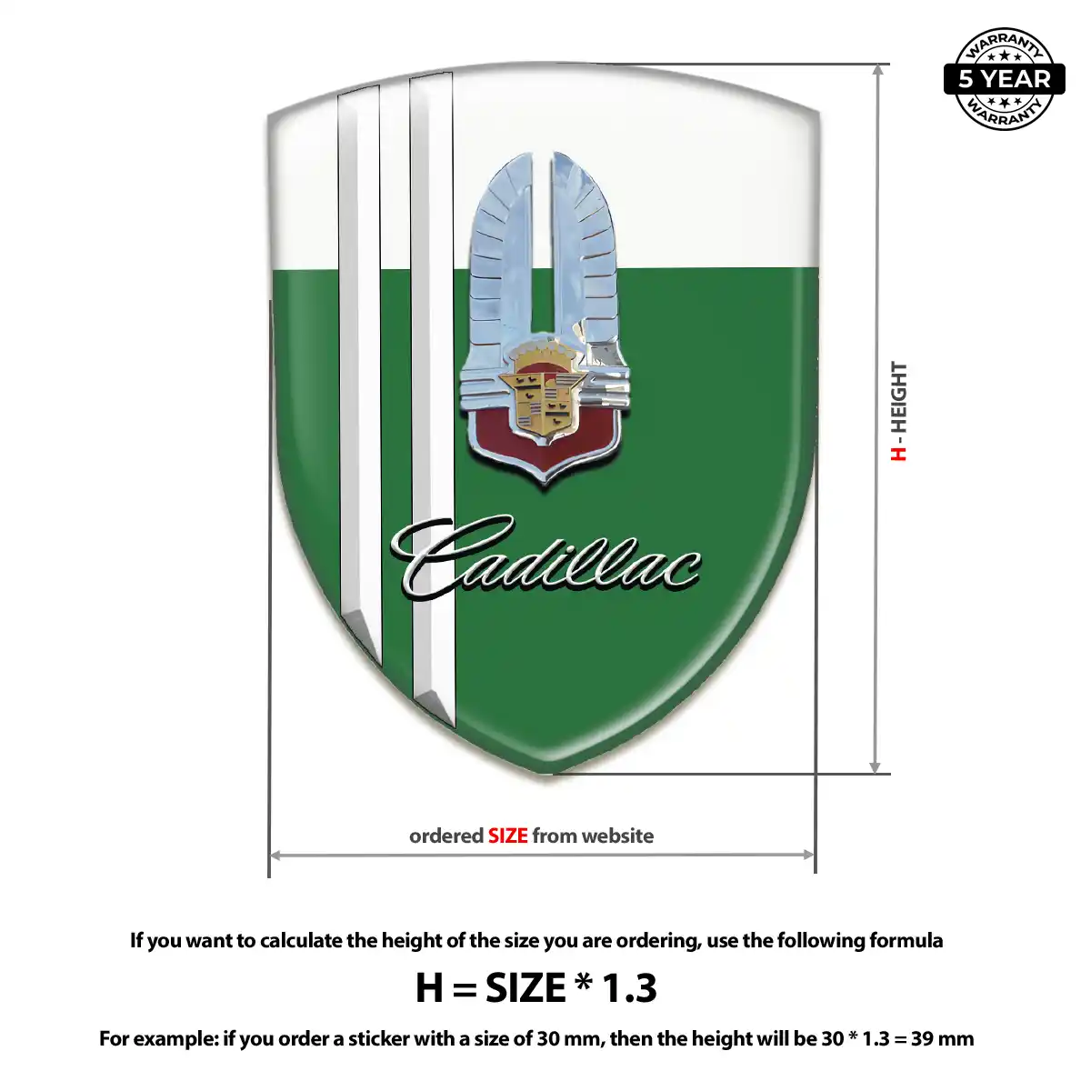 Cadillac Domed Decal Refined Design