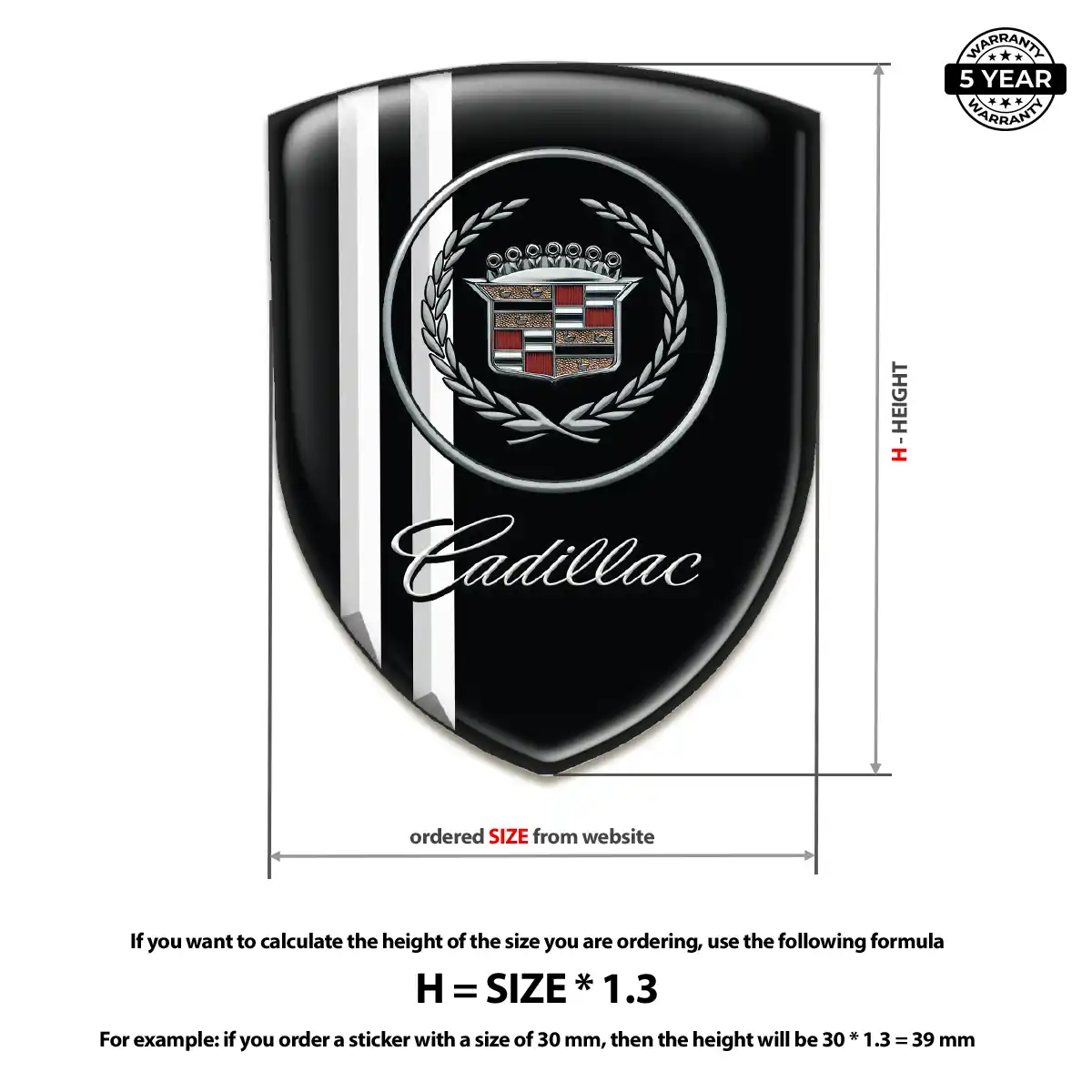 Cadillac Domed Decal Resin Luxe