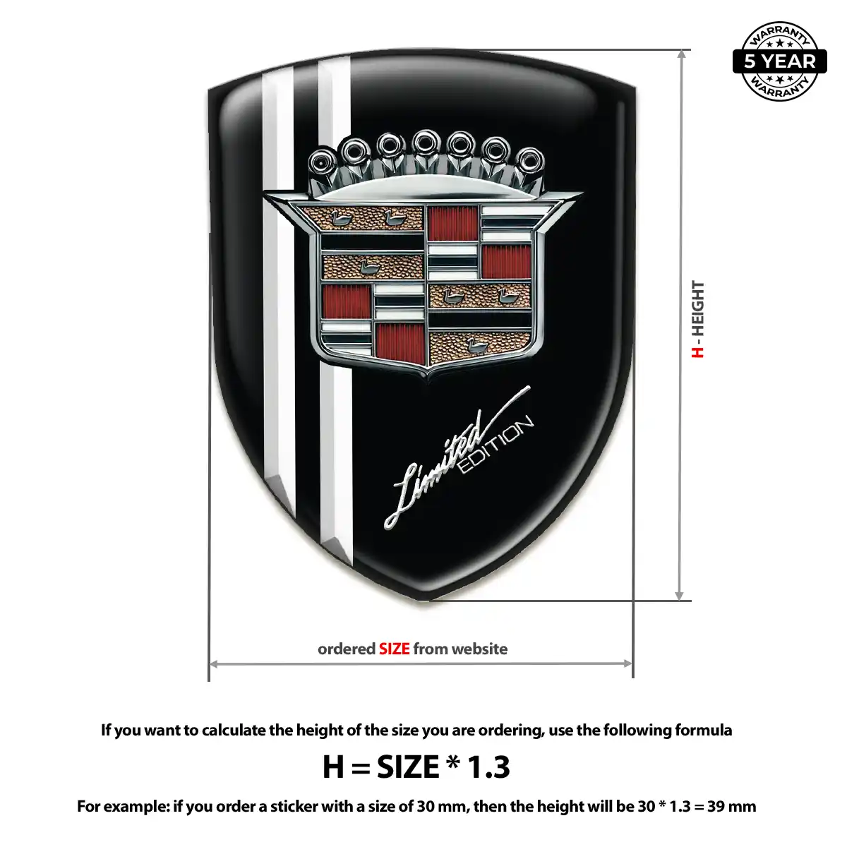 Cadillac Domed Decal Signature Grade