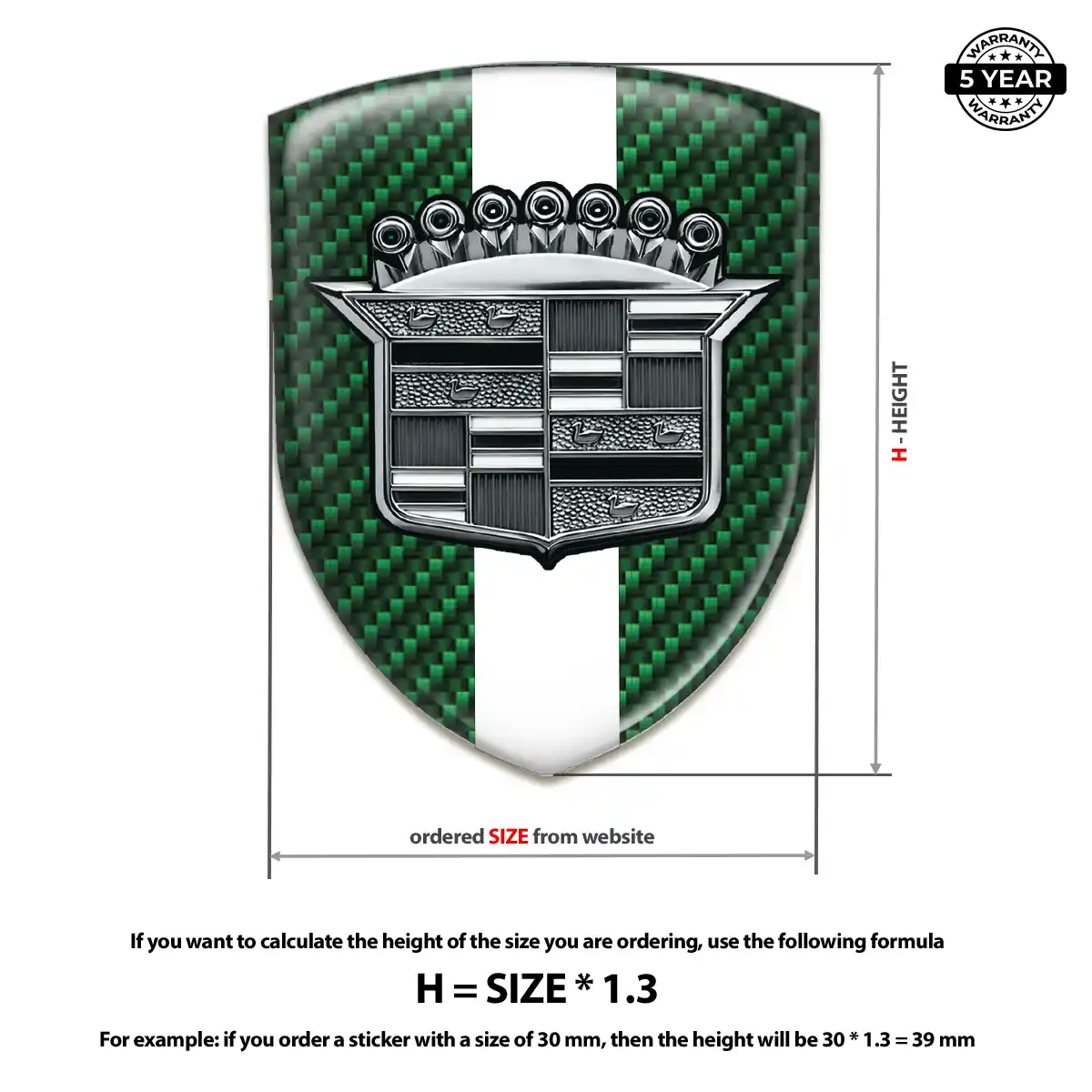 Cadillac Domed Logo Decal Branded Line