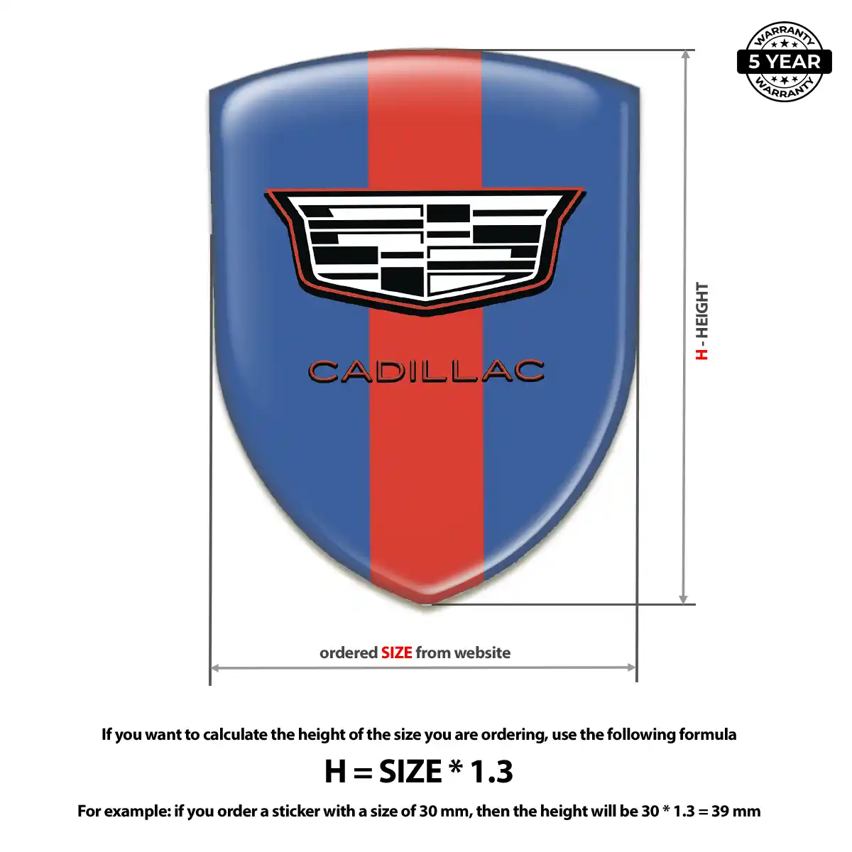 Cadillac Domed Logo Decal Elite Finish