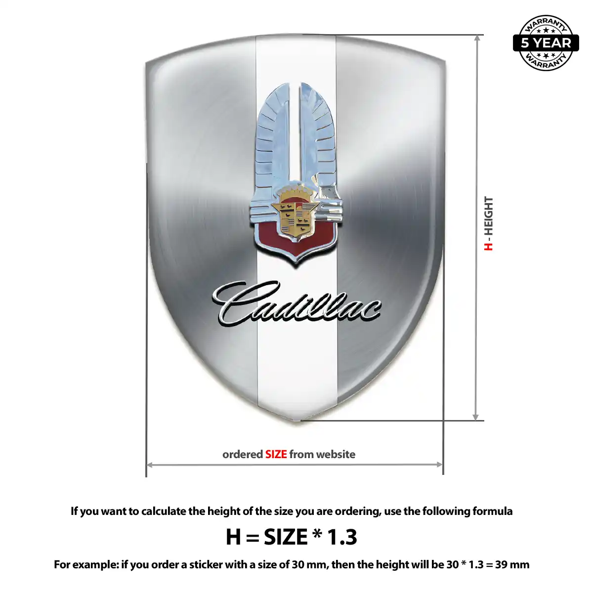 Cadillac Domed Logo Decal Exterior Luxe