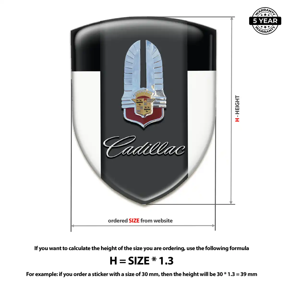 Cadillac Domed Logo Decal Interior Elegance