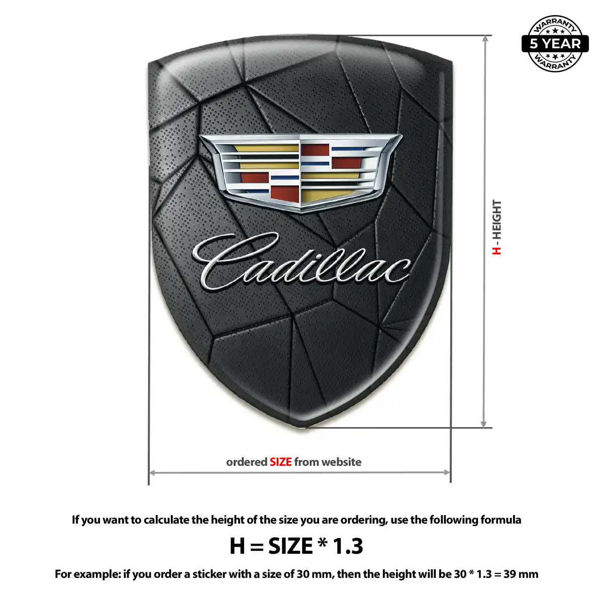 Cadillac Domed Logo Decal Interior Luxe