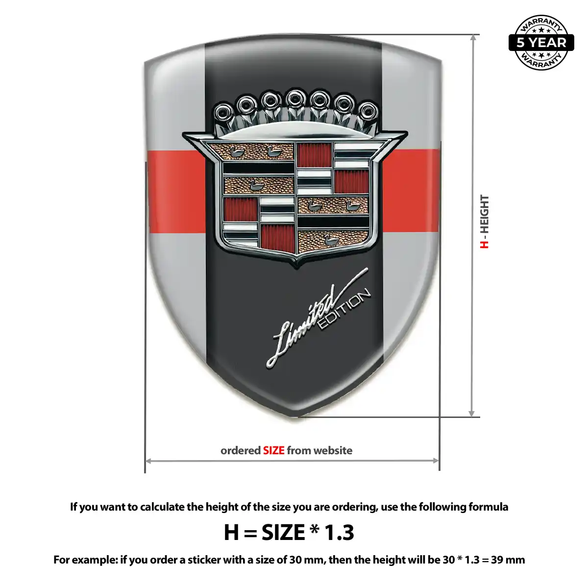 Cadillac Domed Logo Decal Performance Style