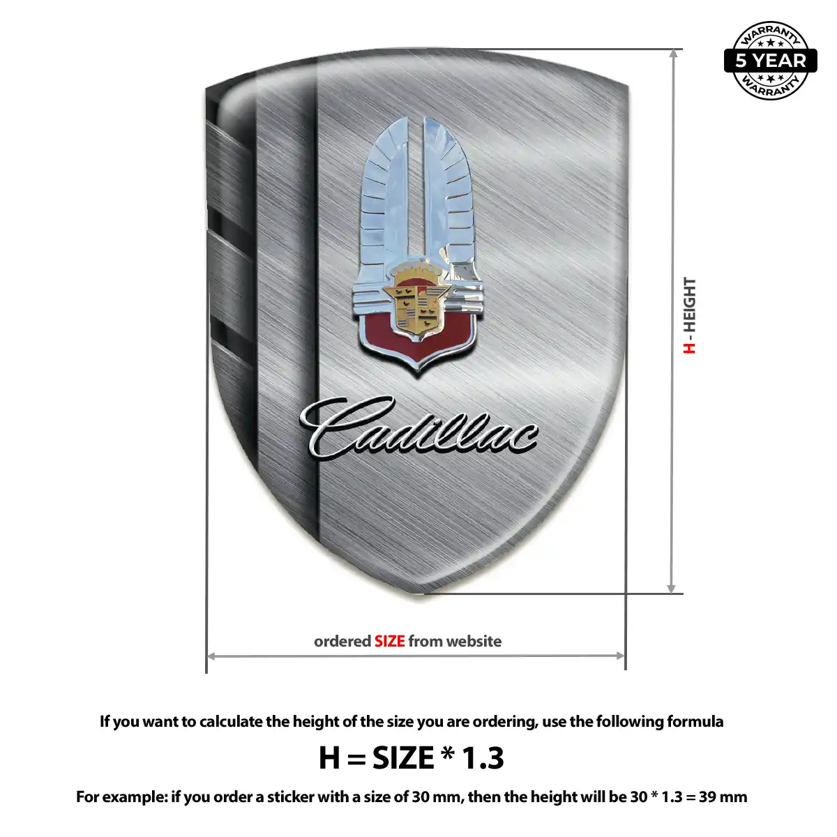 Cadillac Domed Logo Decal Premium Dome