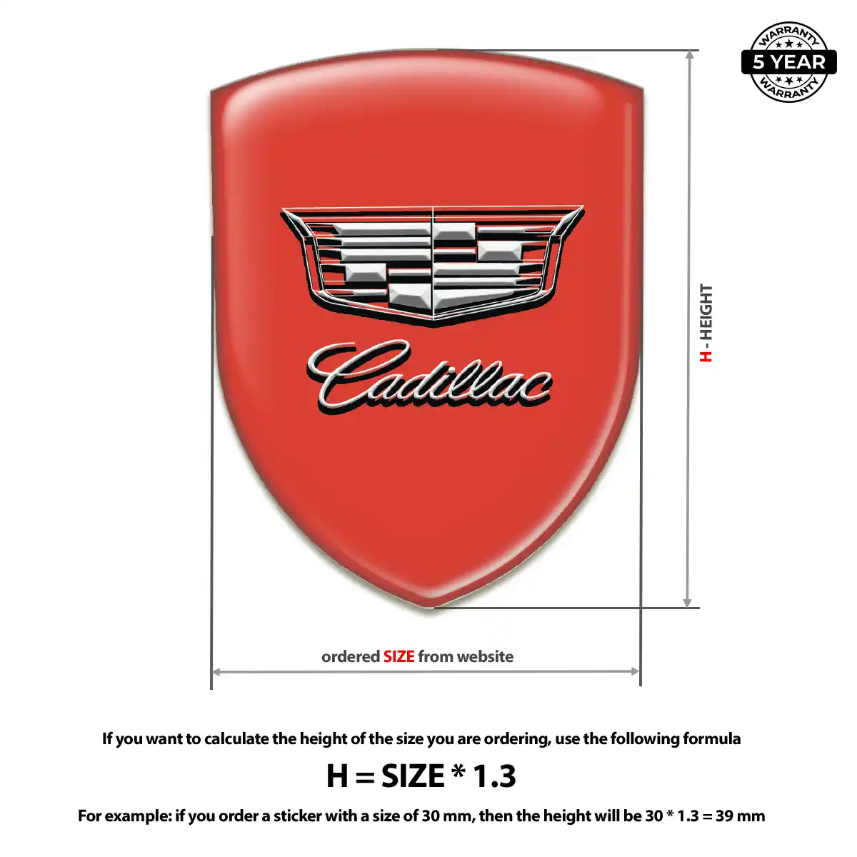 Cadillac Domed Logo Decal Resin Luxe