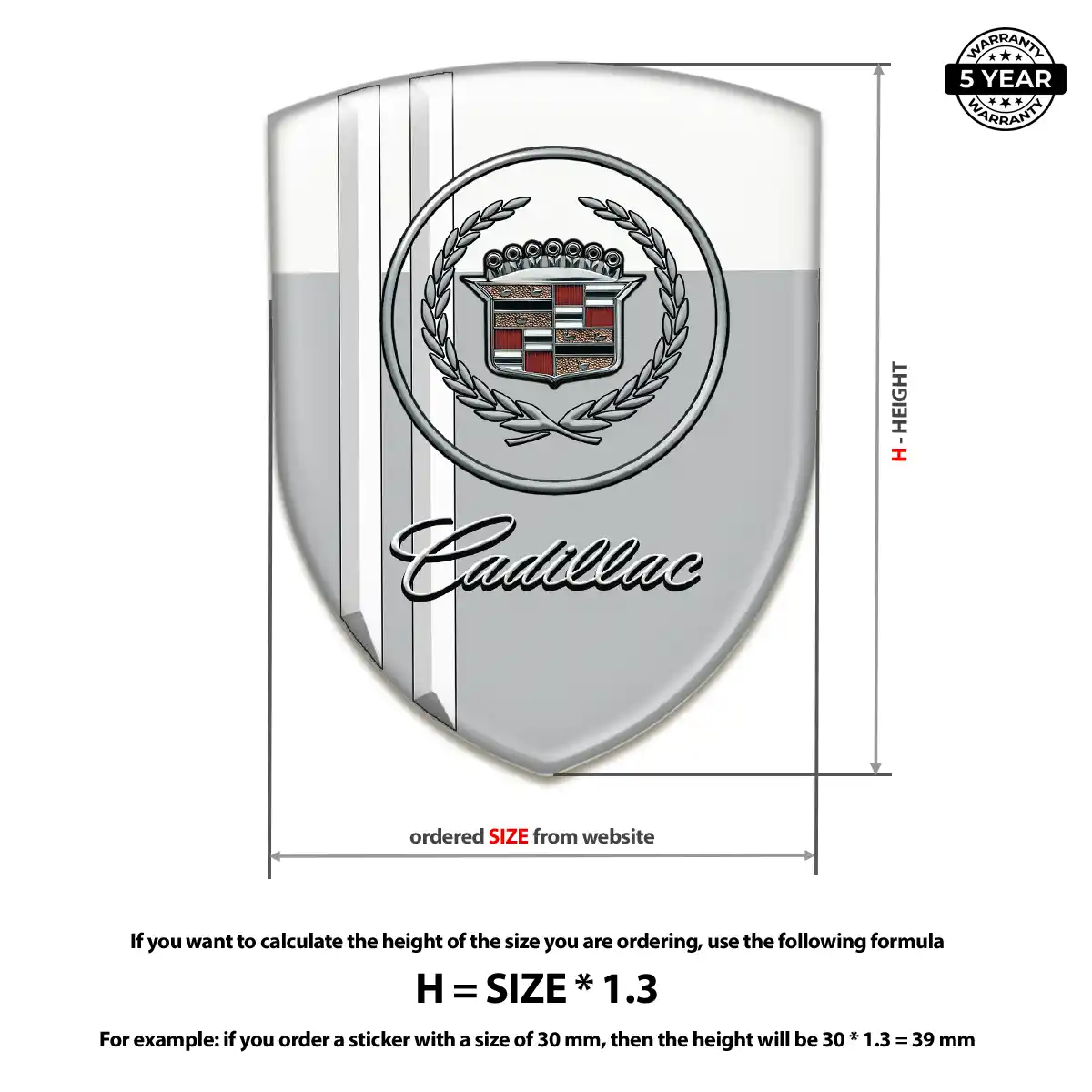Cadillac Domed Logo Decal Signature Grade