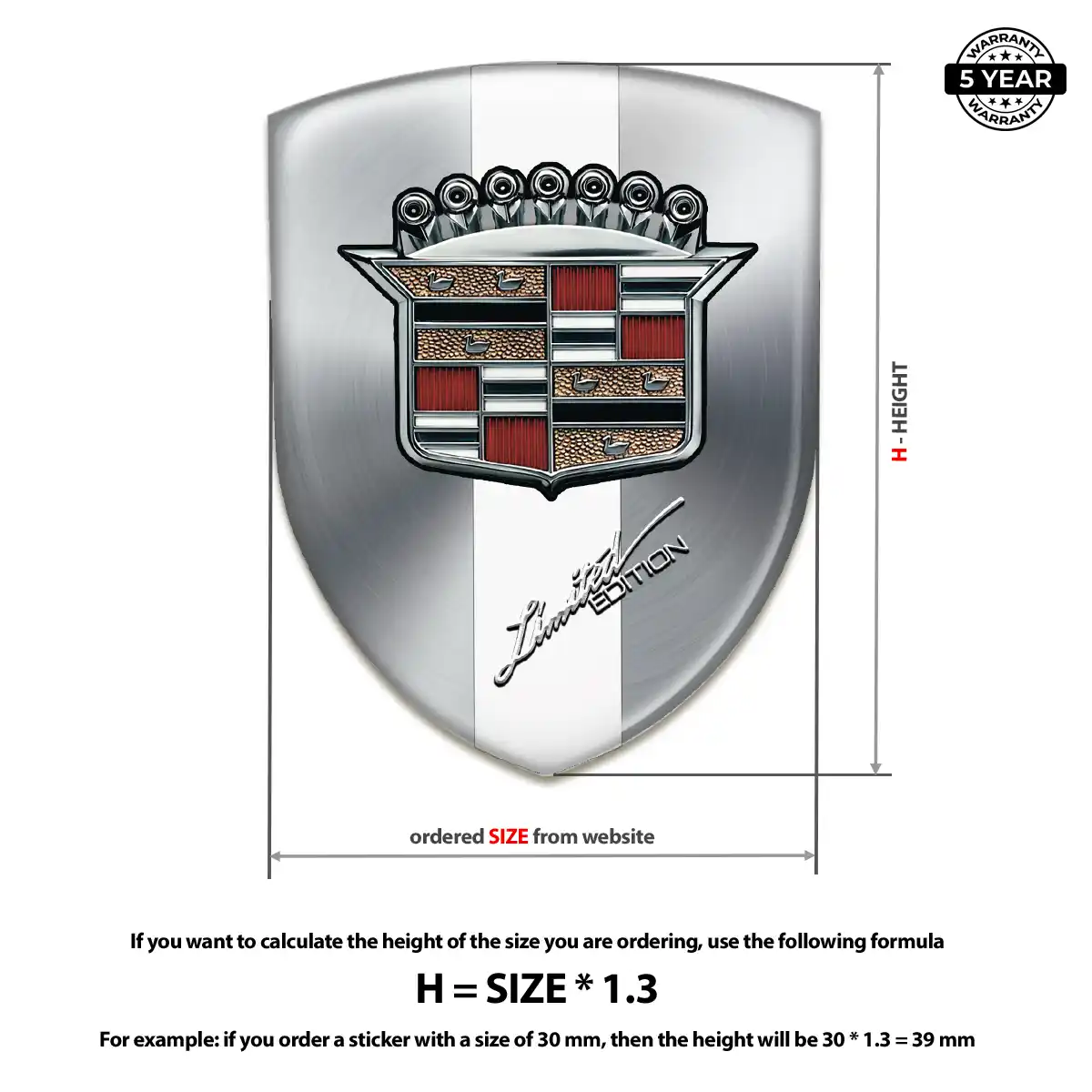 Cadillac Domed Logo Decal Superior Craft