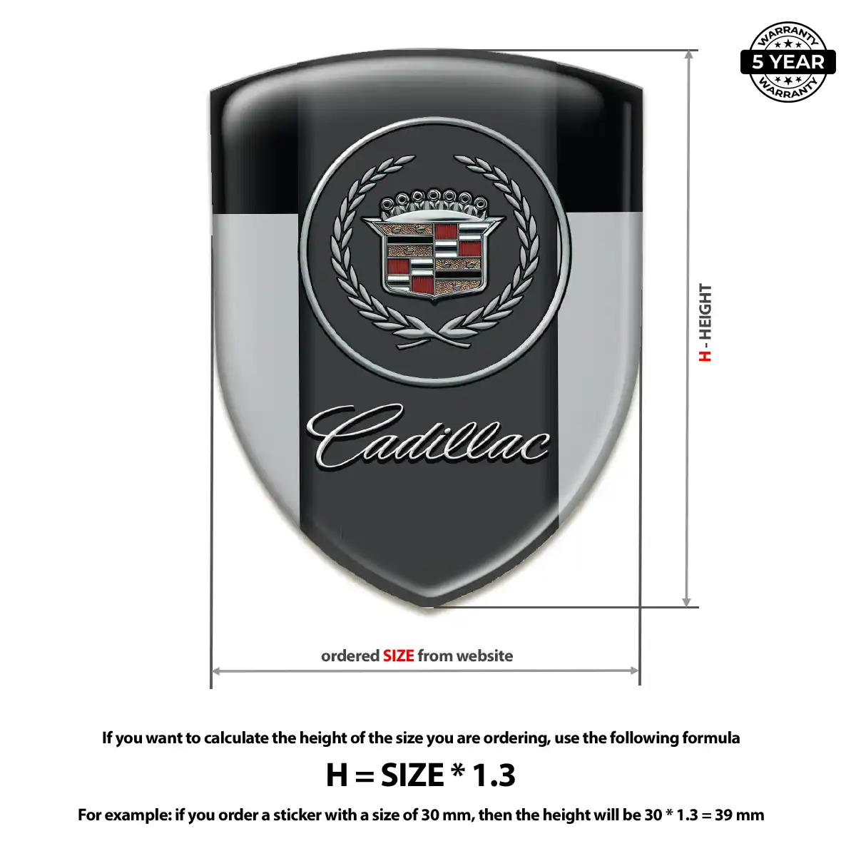 Cadillac Domed Logo Decal Vortex Series