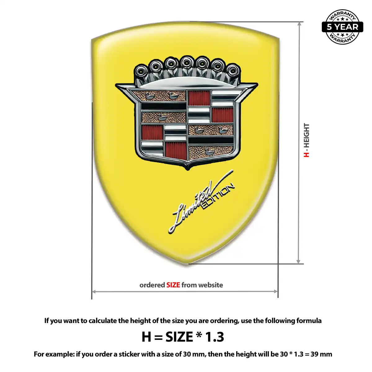 Cadillac Domed Logo Sticker Branded Line