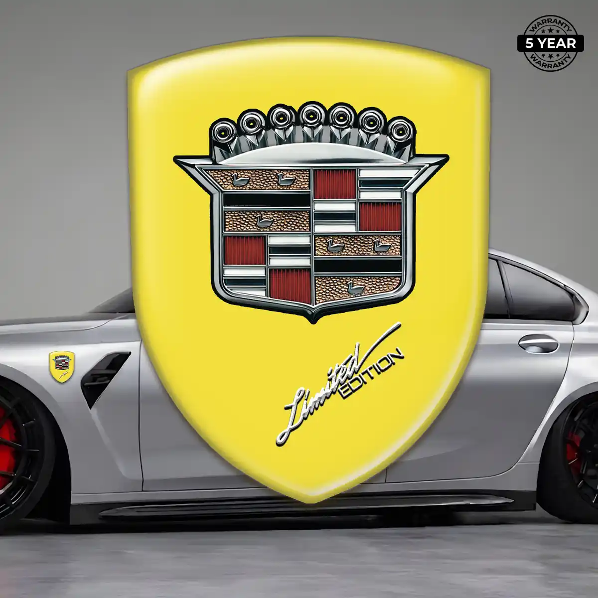 Cadillac Domed Logo Sticker Branded Line
