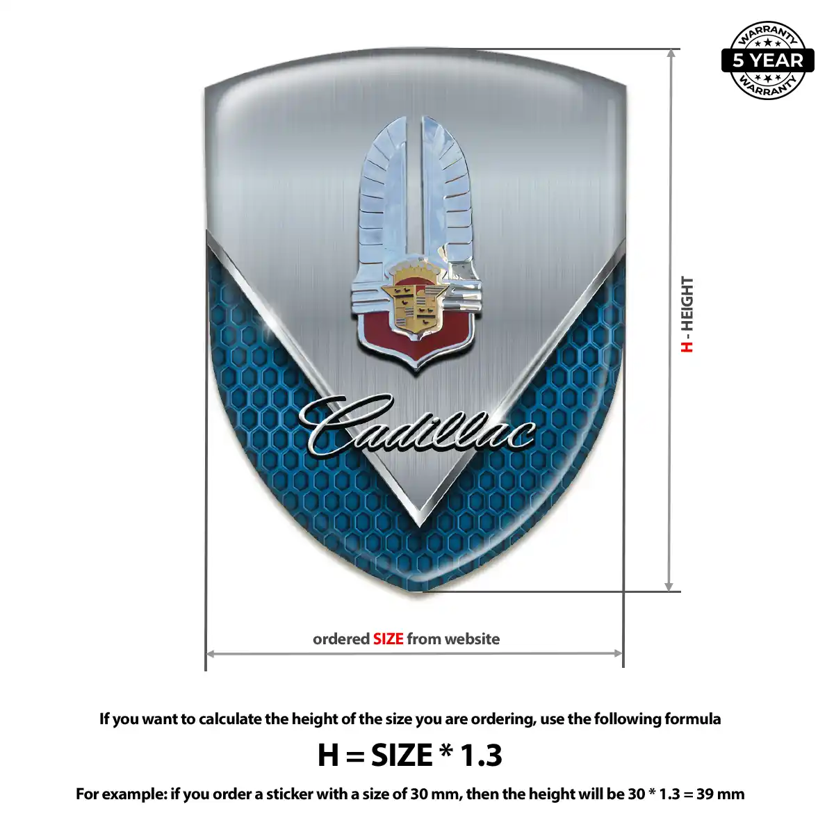 Cadillac Domed Logo Sticker Deluxe Edition