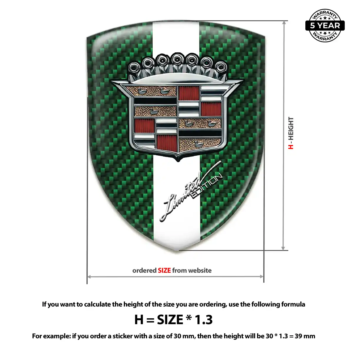 Cadillac Domed Logo Sticker Exterior Luxe