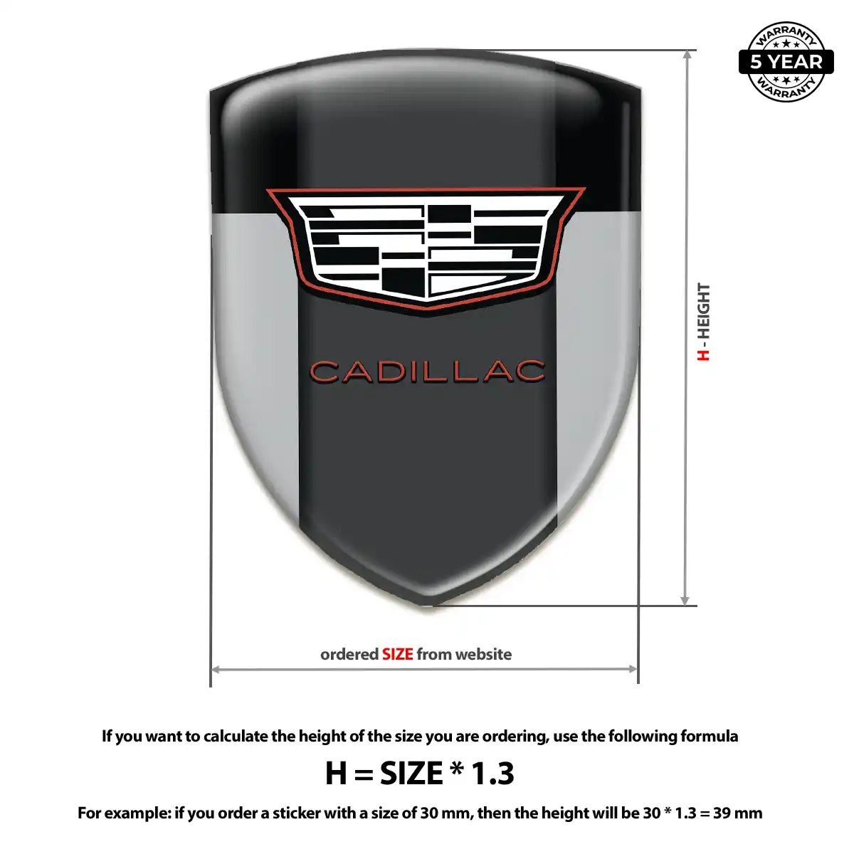 Cadillac Domed Logo Sticker Interior Luxe