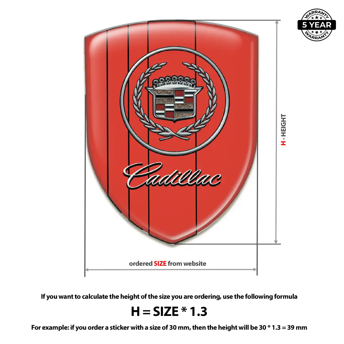 Cadillac Domed Logo Sticker Marked Edition