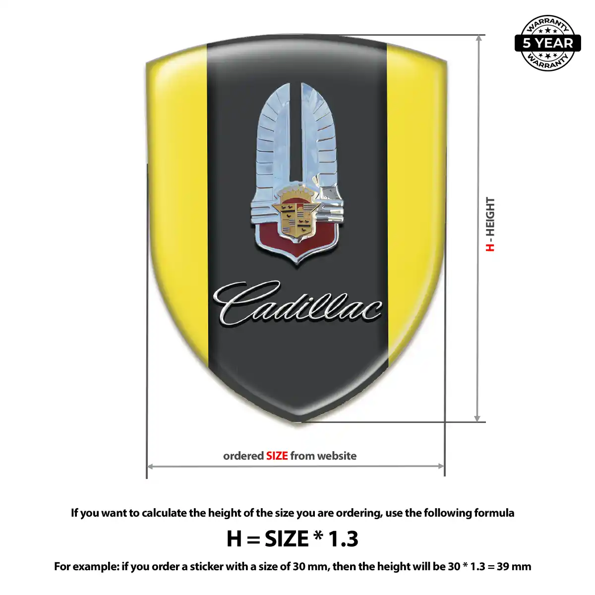 Cadillac Domed Logo Sticker Opulent Line