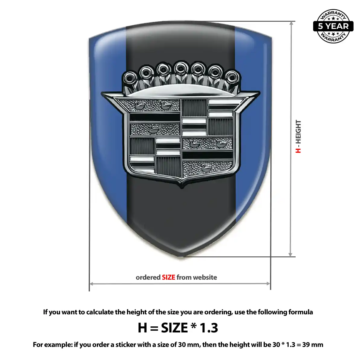 Cadillac Domed Logo Sticker Premium Dome