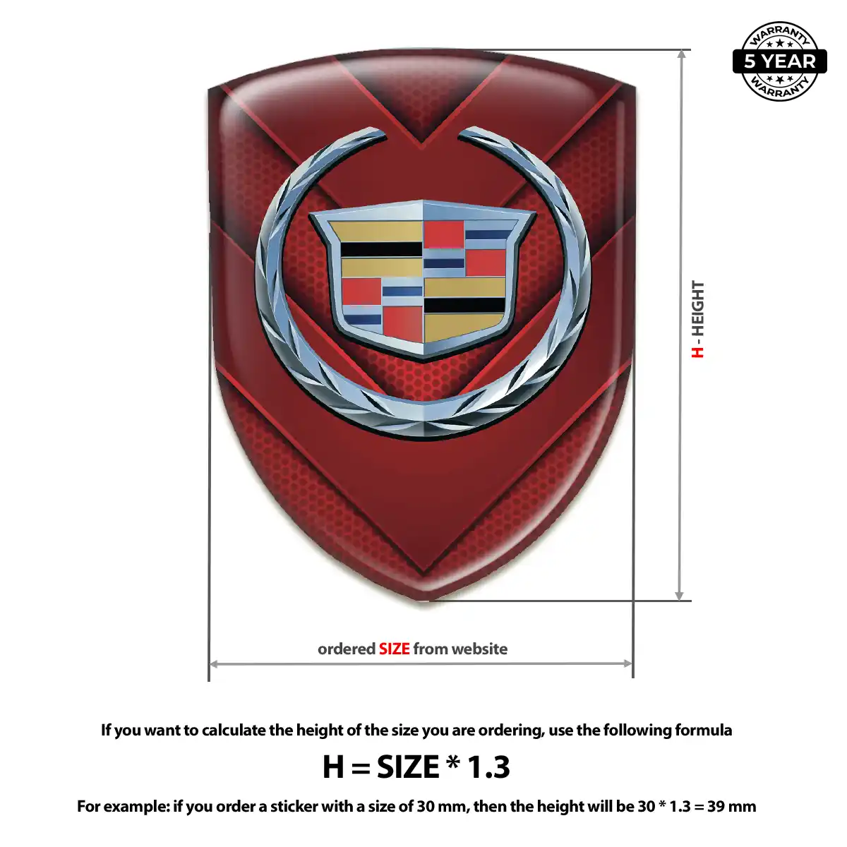 Cadillac Domed Logo Sticker Refined Design