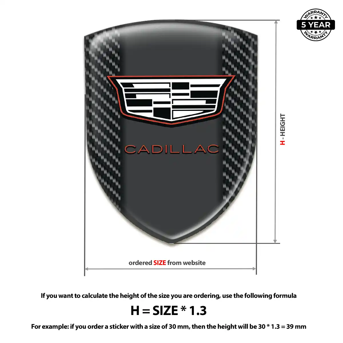 Cadillac Domed Logo Sticker Resin Elite