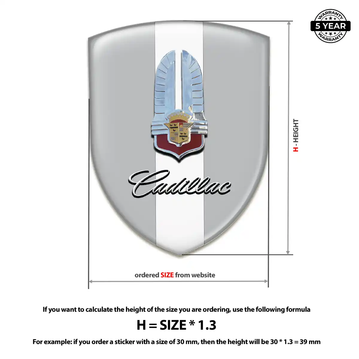 Cadillac Domed Logo Sticker Sport Tuning