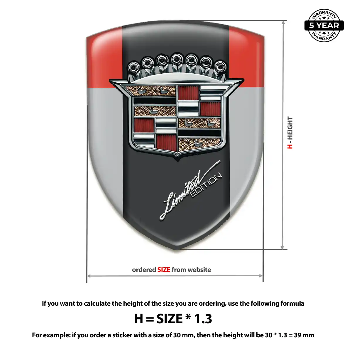 Cadillac Domed Logo Sticker Street Tuning