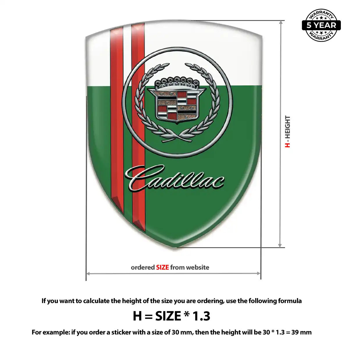 Cadillac Domed Logo Sticker Vortex Series