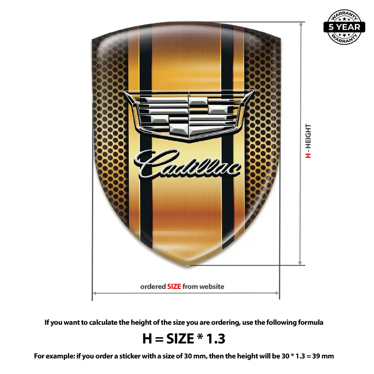 Cadillac Emblem Domed Badge Branded Line
