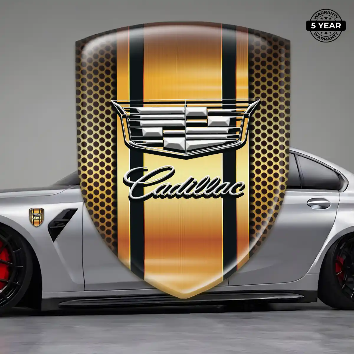 Cadillac Emblem Domed Badge Branded Line