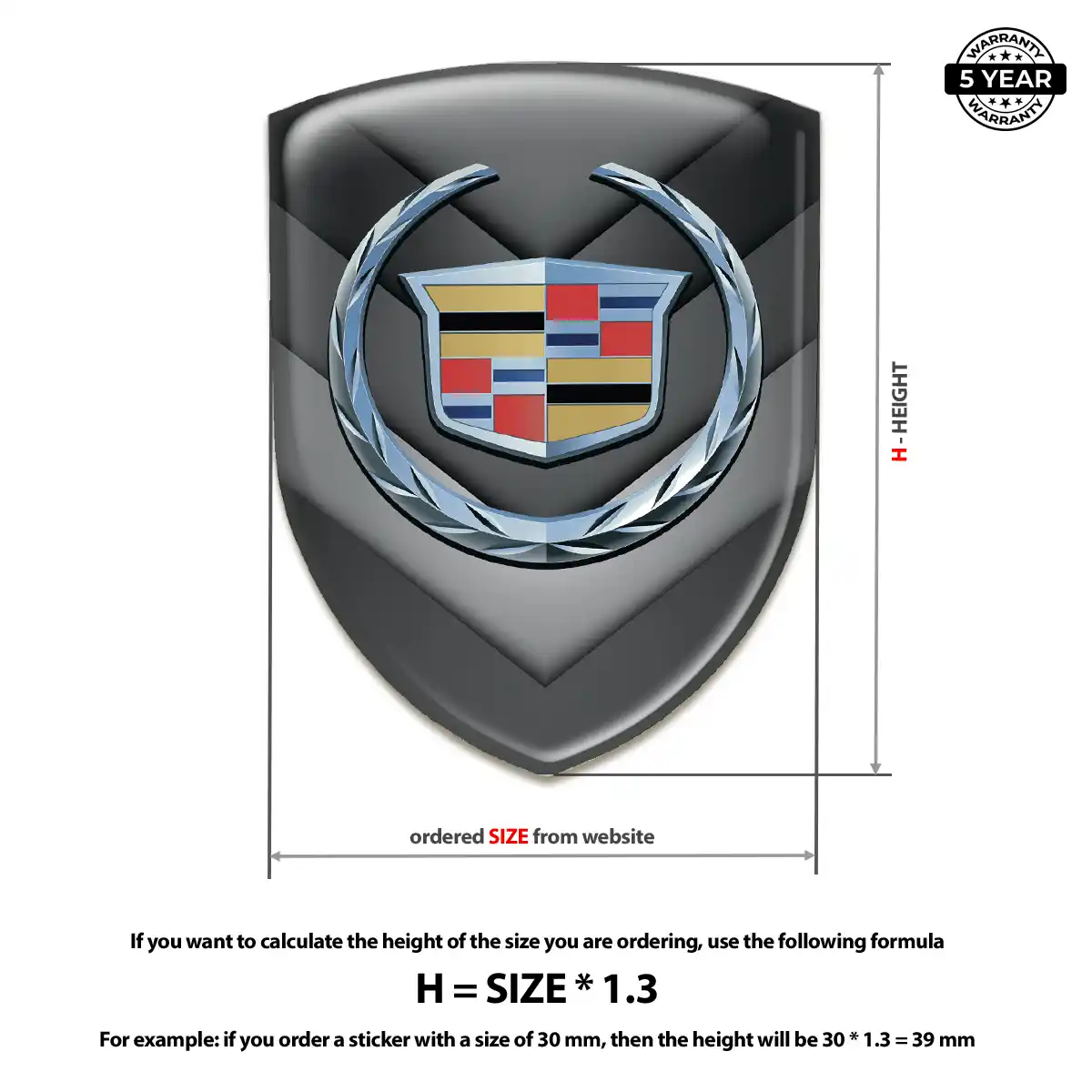 Cadillac Epoxy Domed Sticker Branded Line