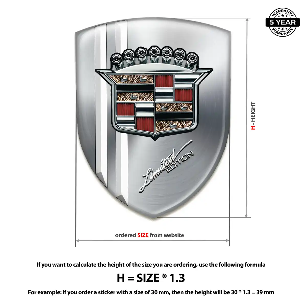 Cadillac Epoxy Domed Sticker Deluxe Edition