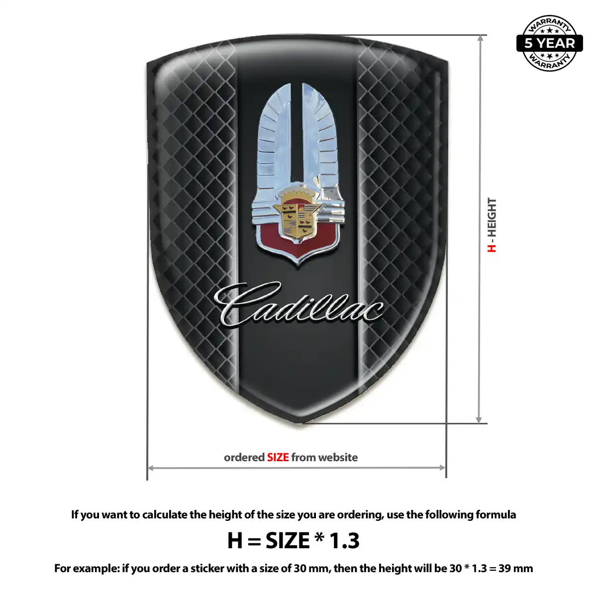 Cadillac Epoxy Domed Sticker Elite Edition