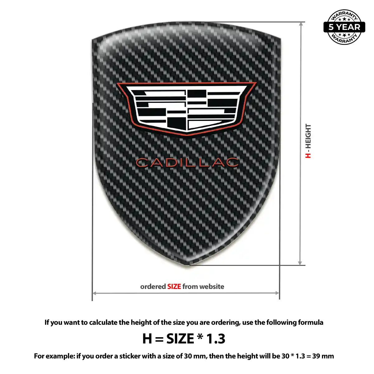 Cadillac Epoxy Domed Sticker Exterior Luxe