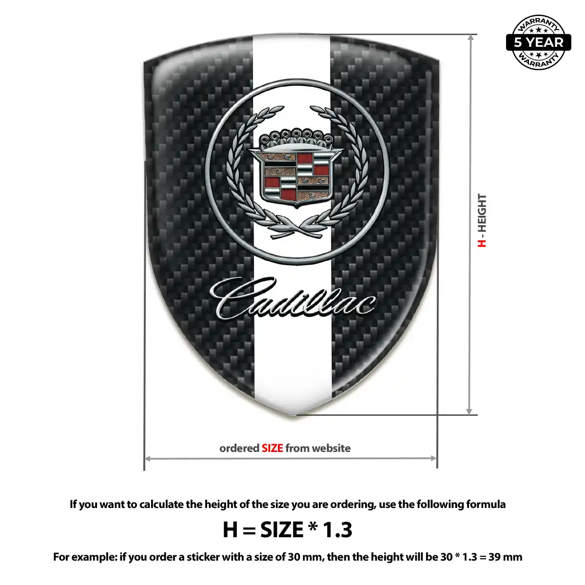Cadillac Epoxy Domed Sticker Marked Edition