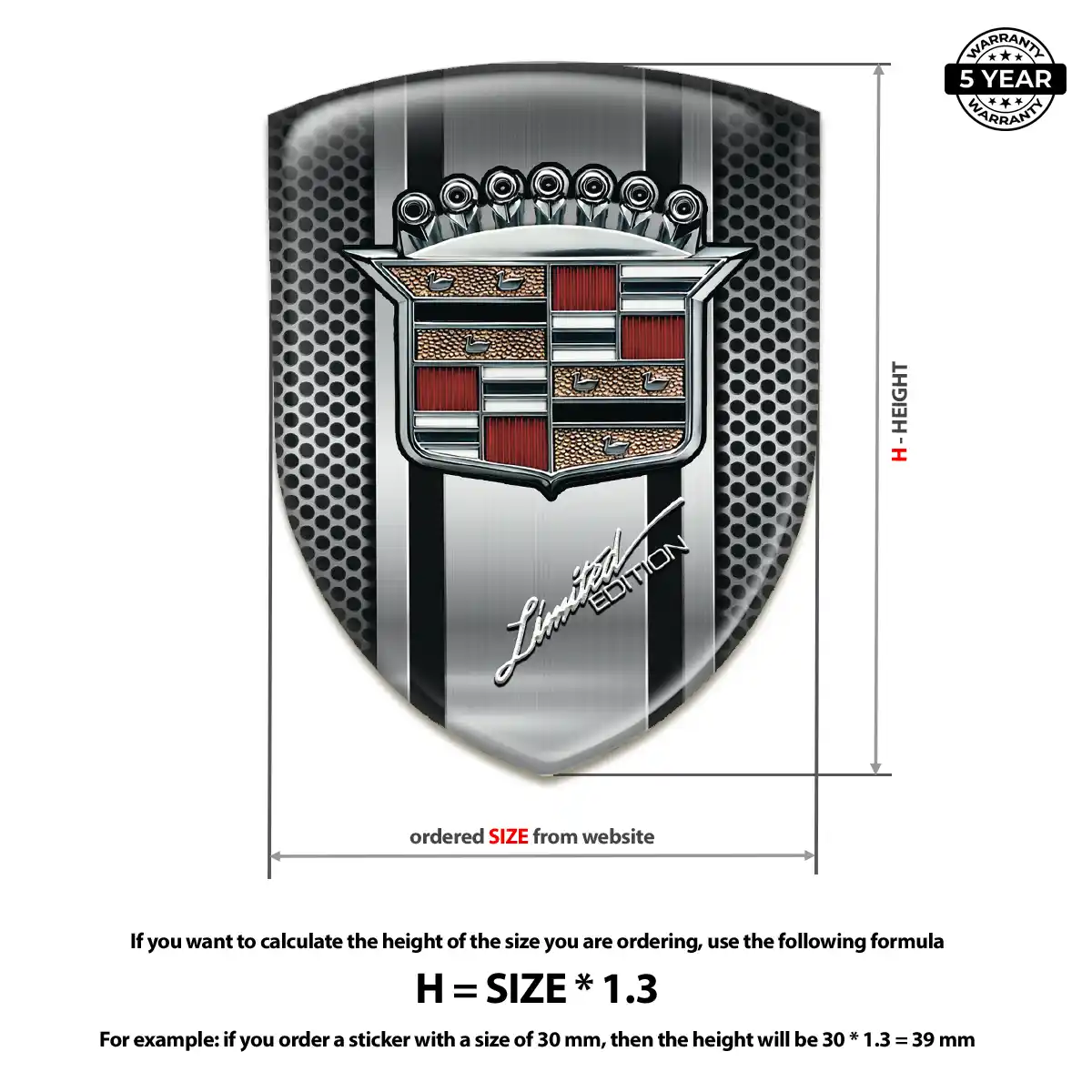 Cadillac Epoxy Domed Sticker Noble Edition