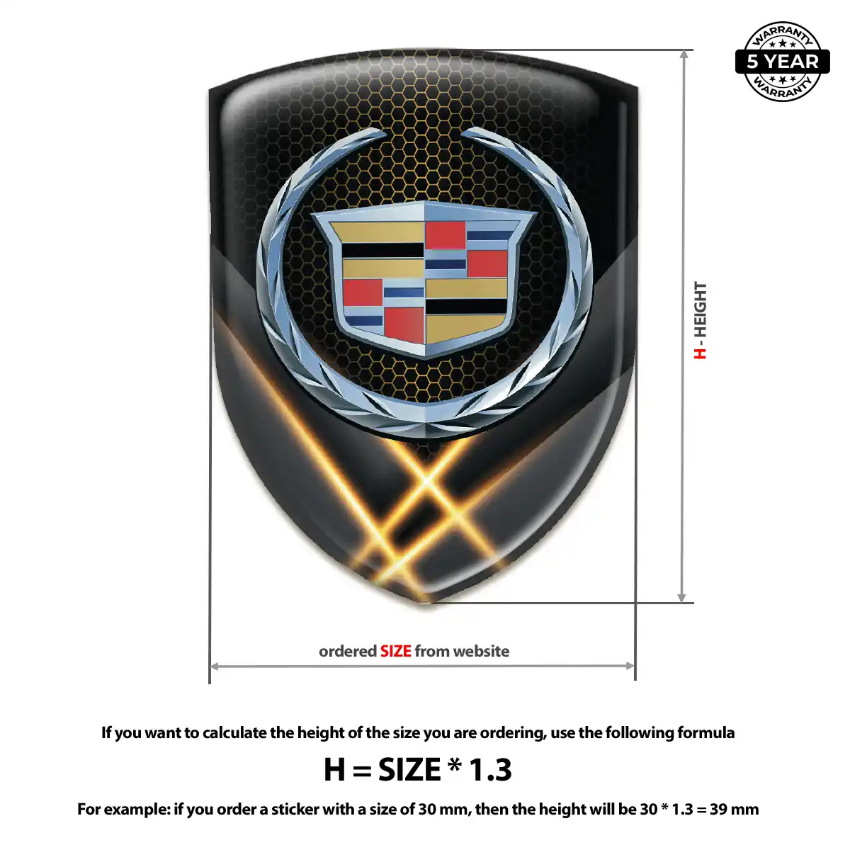 Cadillac Epoxy Domed Sticker Prime Quality
