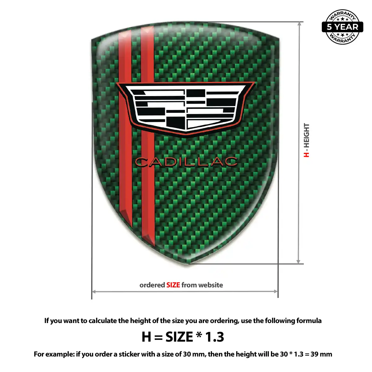 Cadillac Epoxy Domed Sticker Refined Design